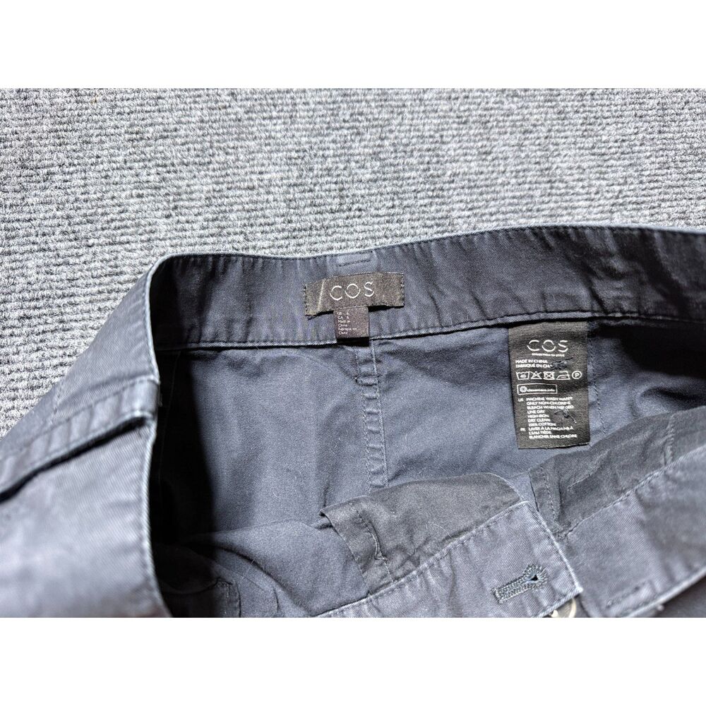 COS‎ Navy High Rise Cotton Chino Trousers US 6 Minimalist Straight Leg - Picture 3 of 7